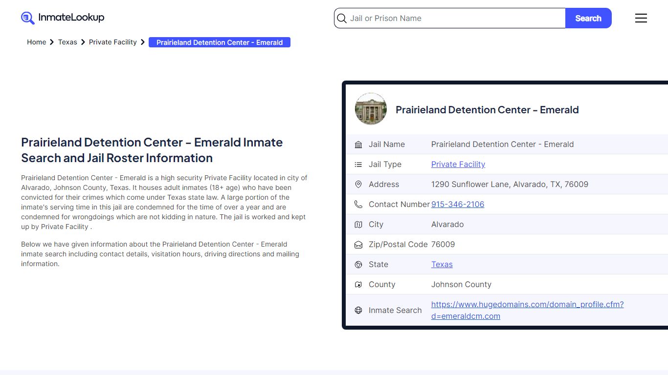 Prairieland Detention Center - Emerald Inmate Search, Jail Roster ...