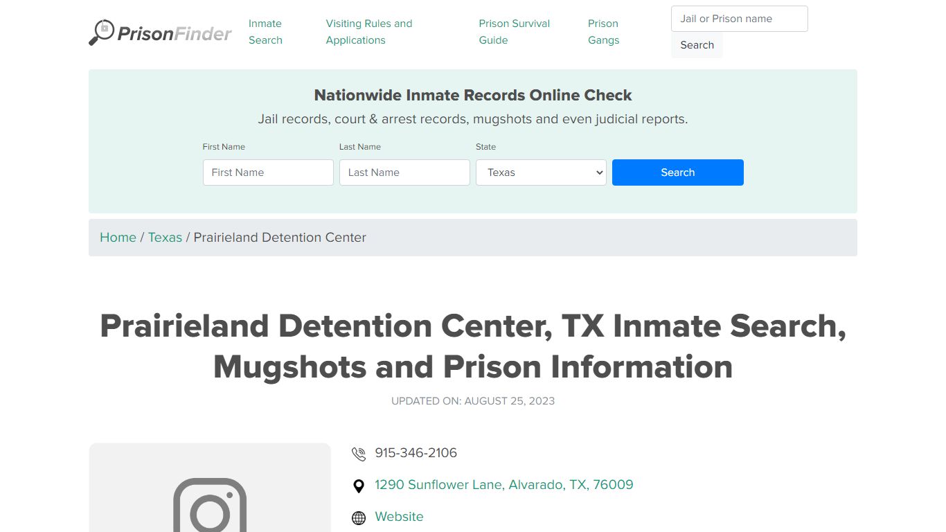 Prairieland Detention Center Inmate Search, Visitation, Phone no ...