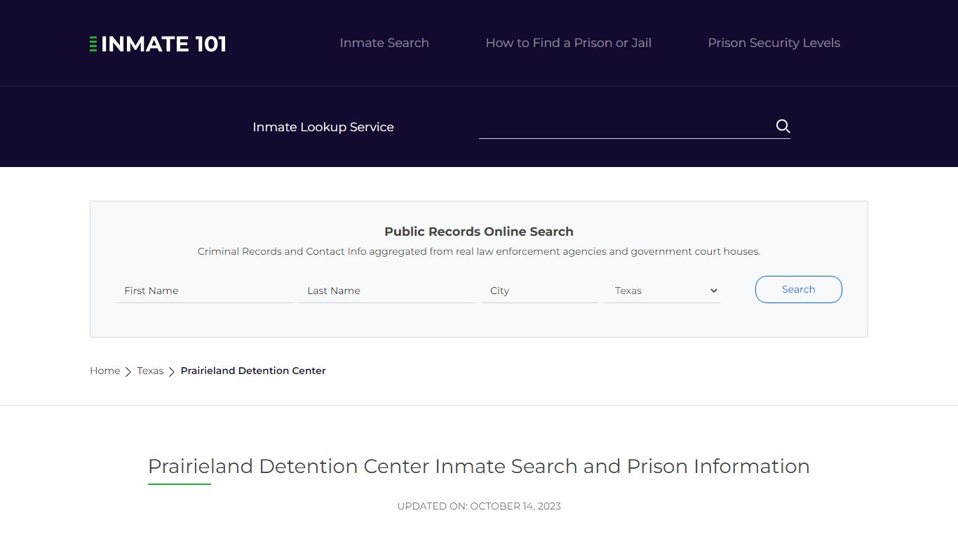 Prairieland Detention Center Inmate Search, Visitation, Phone no ...