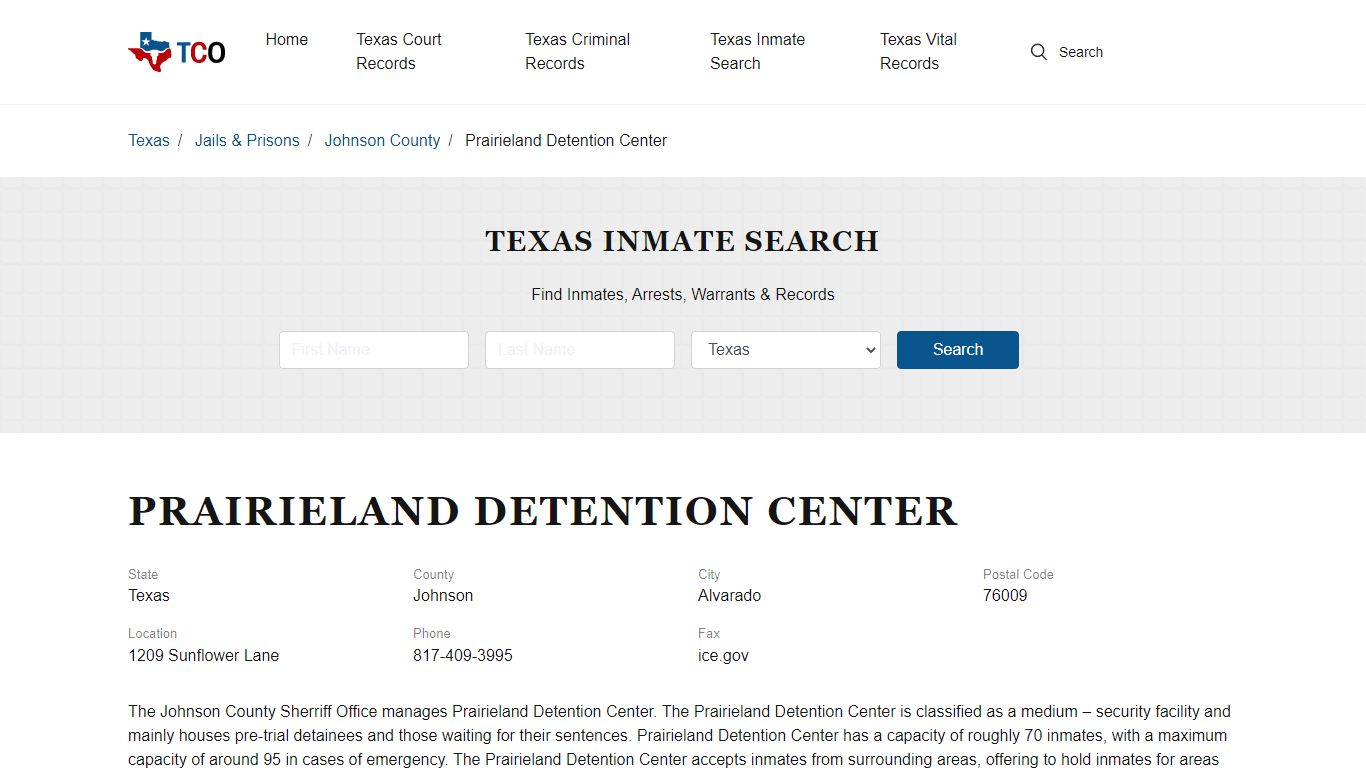 Prairieland Detention Center - txcountyoffices.org